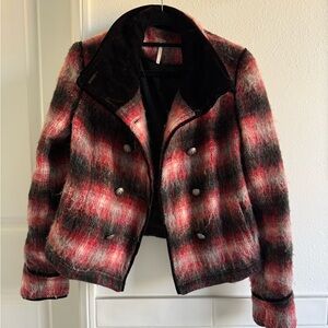 FREE PEOPLE Plaid Double-Breasted Women's Jacket Size Small